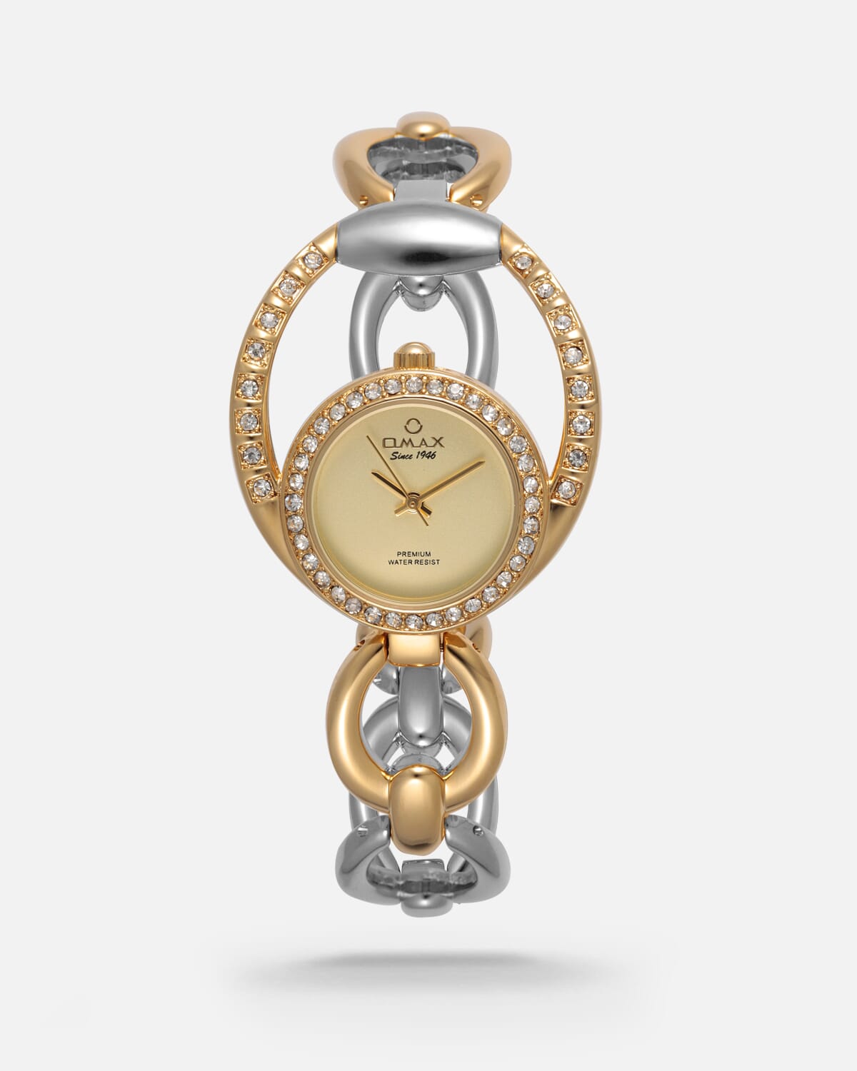 ‎ ساعة نسائية بسير ستيل بلون فضي و ذهبي